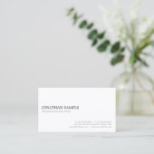 Elegant White Sleek Minimalist Plain Modern Business Card (Standing Front)