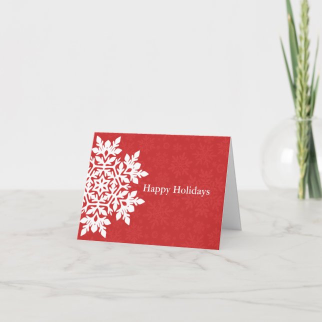 Elegant White Snowflake (Cranberry) Card (Front)