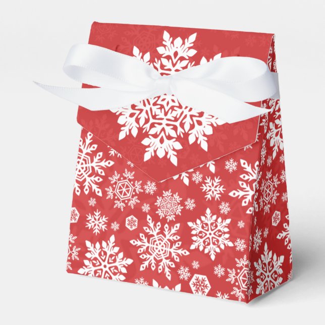 Elegant White Snowflake (Cranberry) Favor Boxes (Front Side)