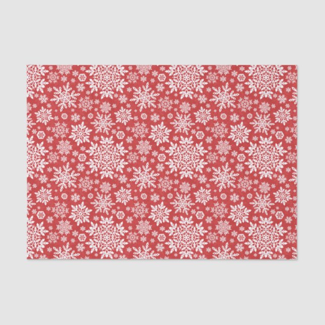 Elegant White Snowflake (Cranberry) Tissue Paper (Front)