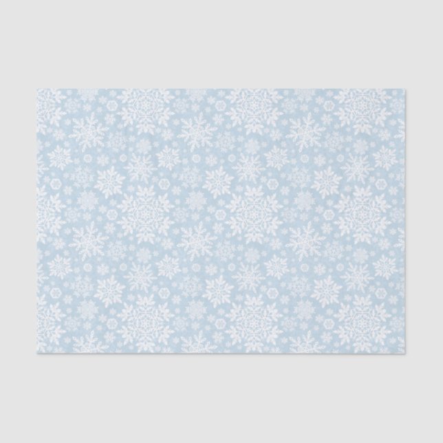 Elegant White Snowflake (Frost Blue) Tissue Paper (Front)