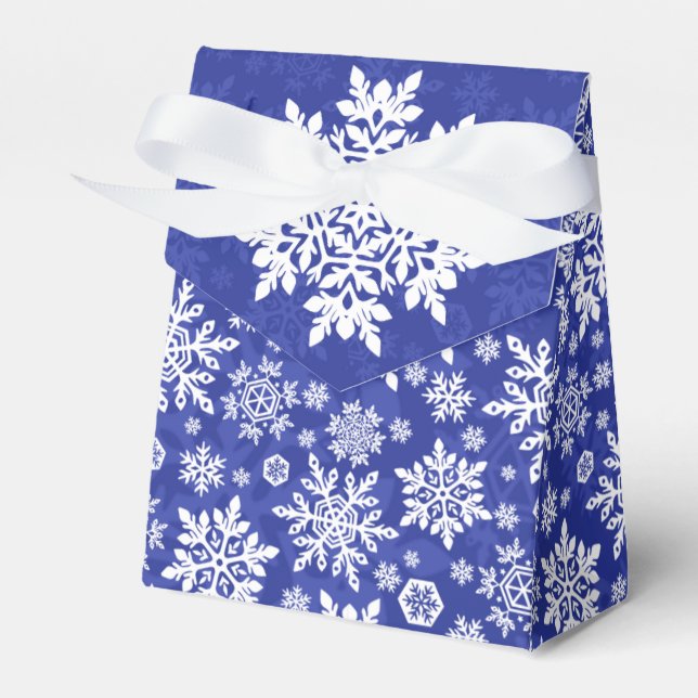 Elegant White Snowflake (Midnight) Favor Boxes (Front Side)