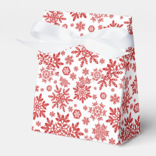 Elegant White Snowflake (White-Cranberry) Favor Boxes