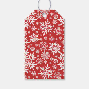 Elegant White Snowflakes (Cranberry) Gift Tags