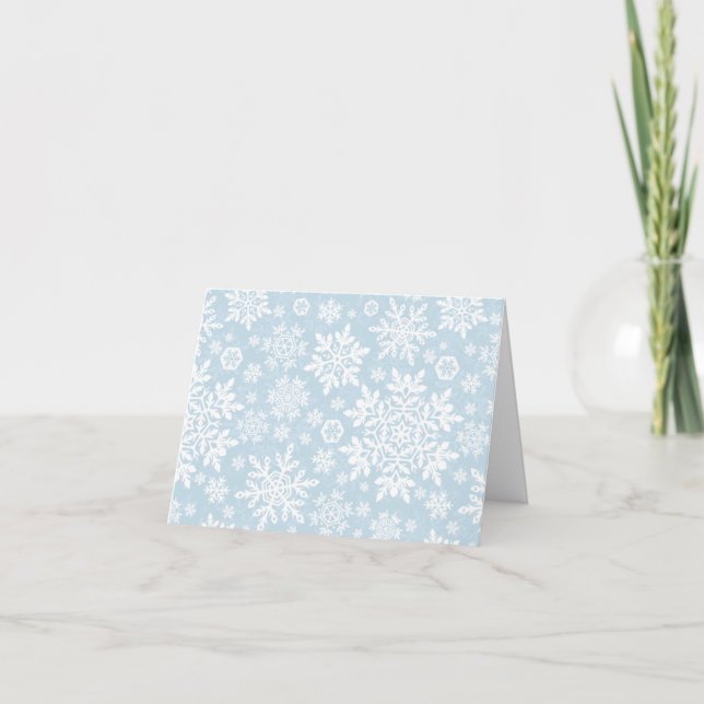 Elegant White Snowflakes (Frost Blue) Card (Front)