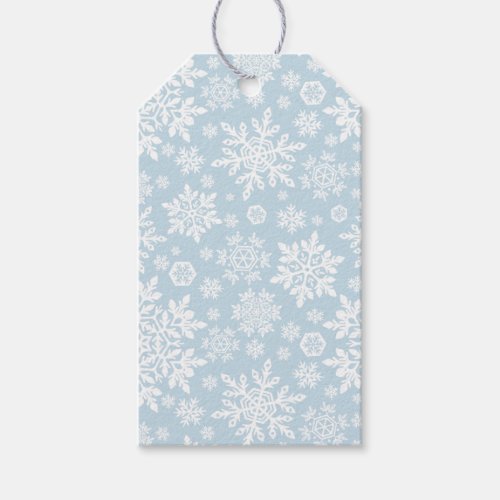 Elegant White Snowflakes (Frost Blue) Gift Tags