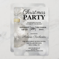 Elegant White Sparkle Christmas Party Invitation