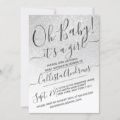 Elegant White Sparkly Glitter Ombre Baby Shower Invitation (Front)