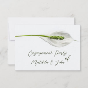 Elegant white spathiphyllum Engagement Party Invitation