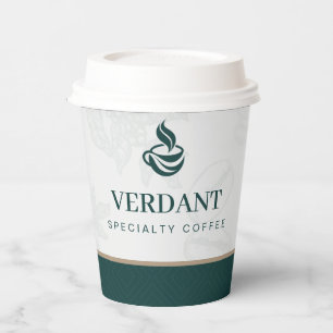 Elegant White Specialty Coffee Shop Logo Paper Cup