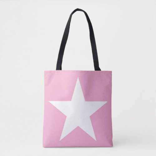 Elegant White Star Design Modern Cute Pink Tote Bag