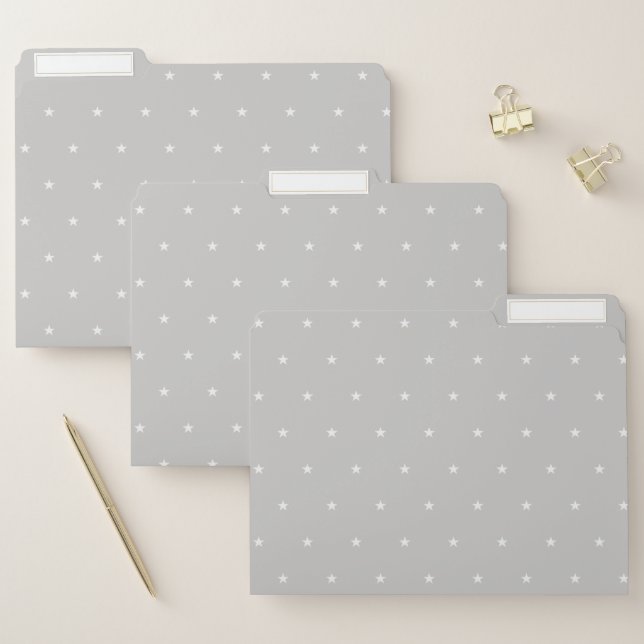 Elegant White Star Pattern File Folder (Set)
