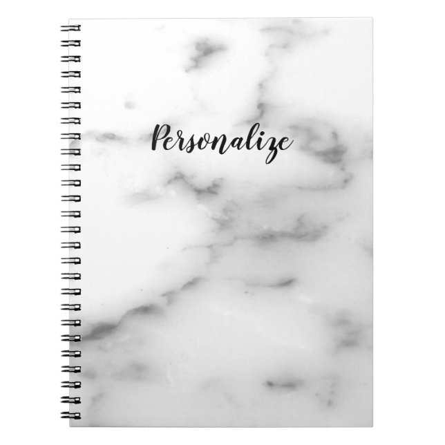 Elegant white stone marble custom notebook (Front)