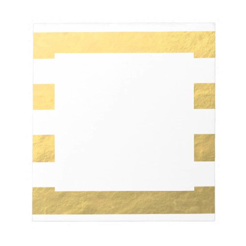Elegant White Stripes Gold Foil Printed Notepad