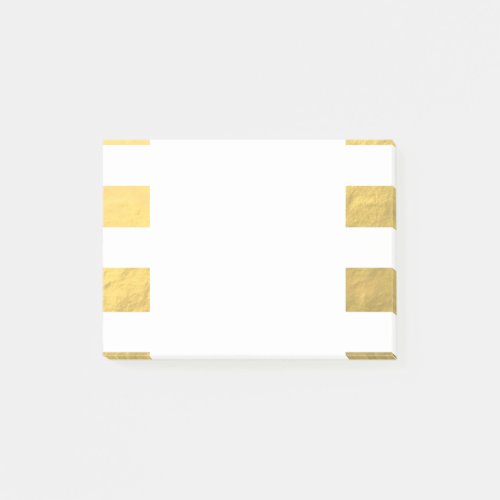 Elegant White Stripes Gold Foil Printed Post_it Notes