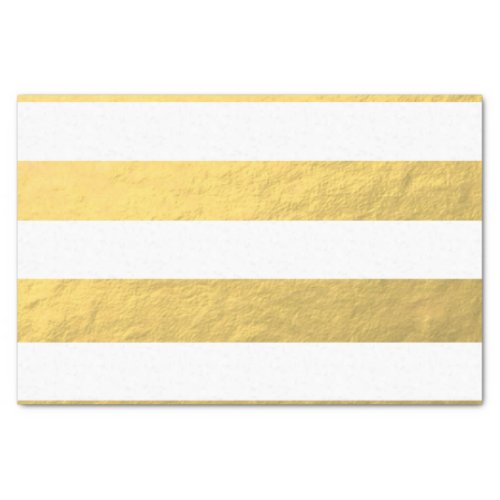 Elegant White Stripes Gold Foil Printed Tissue Paper
