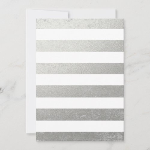 Elegant White Stripes Silver Foil Printed 5x7 Paper Invitation Card