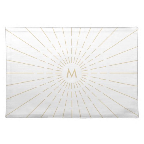 Elegant White Sunlight Monogram Cloth Placemat