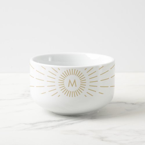 Elegant White Sunlight Monogram Soup Mug