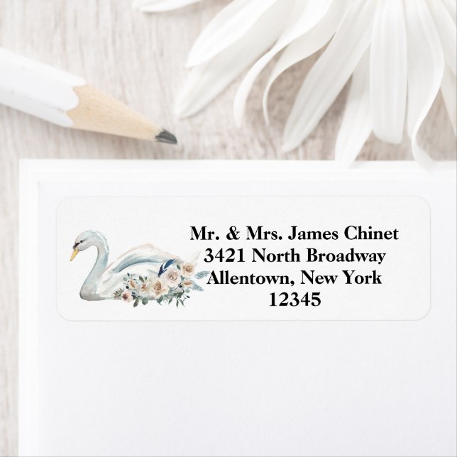 Elegant White Swan Address Label (Insitu)