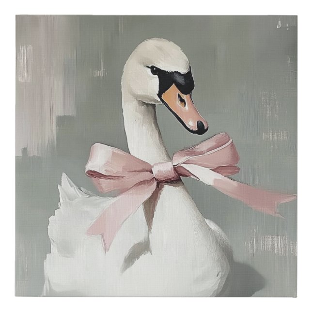 Elegant White Swan Faux Canvas Print  (Front)