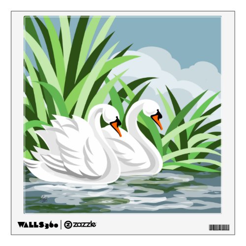 Elegant White Swan On Water Wall Decal
