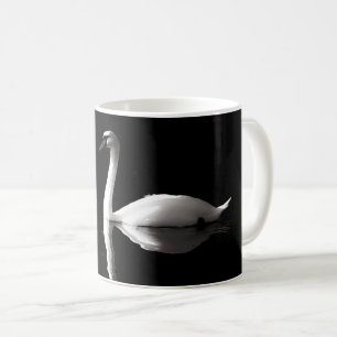Elegant White Swan Reflection On Black Lake Coffee Mug