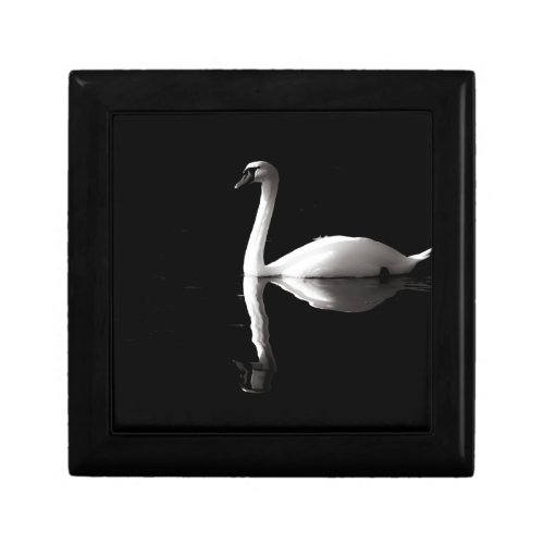 Elegant White Swan Reflection On Black Lake Gift Box