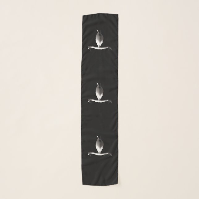Elegant White Swan Reflection On Black Lake Scarf (Front)