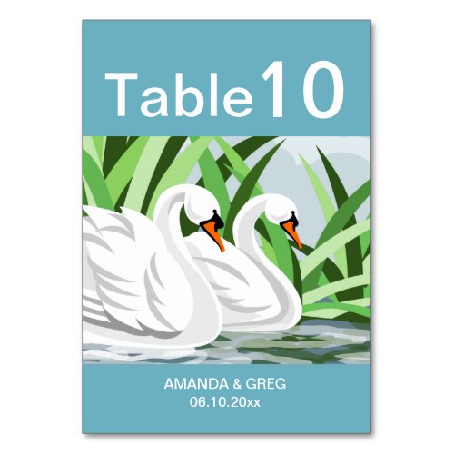 Elegant White Swan Table Number Cards
