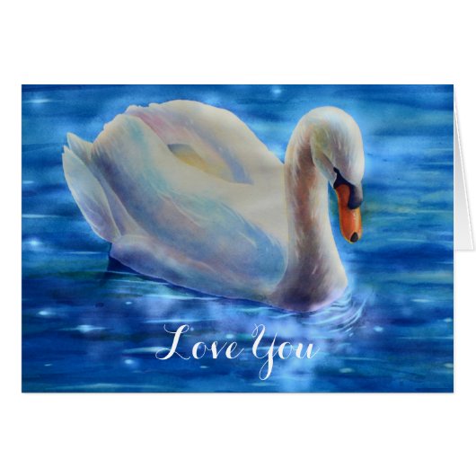 Elegant white swan watercolor painting (Front Horizontal)