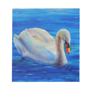 Elegant white swan watercolor painting notepad