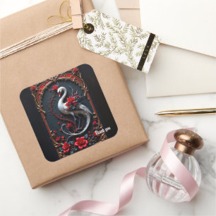 Elegant White Swan Wedding Collection Square Sticker
