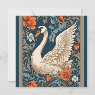 Elegant White Swan William Morris Inspired Floral