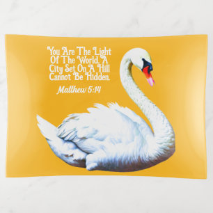 Elegant White Swan With Engraved Bible Verse Trinket Tray