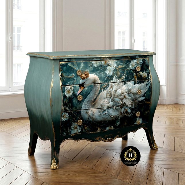 Elegant White Swan with Golden Crown Decoupage  Tissue Paper (Creator Uploaded)