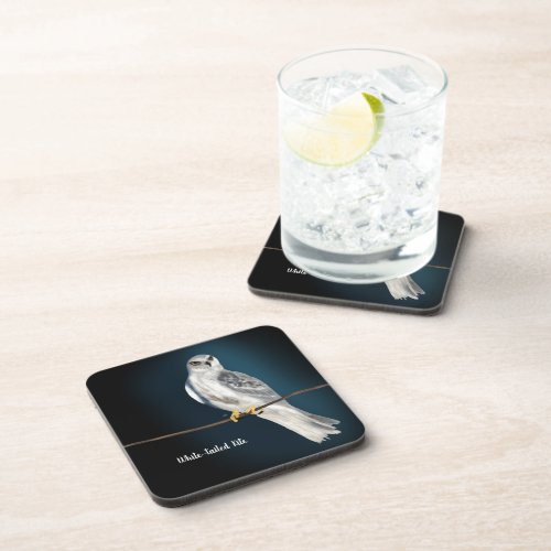 Elegant White_tailed Kite Drawing Beverage Coaster