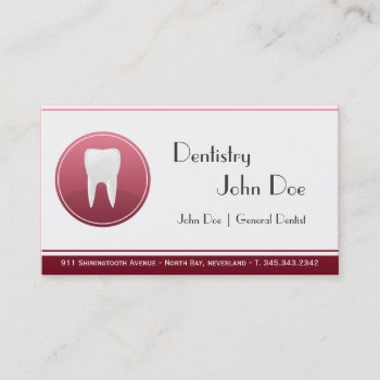 Elegant White Teeth Dentist Dental Business Card by johan555 at Zazzle