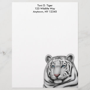 Elegant White Tiger Letterhead