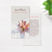 Elegant White Tiger Lily Name Prayer Card (Desk)