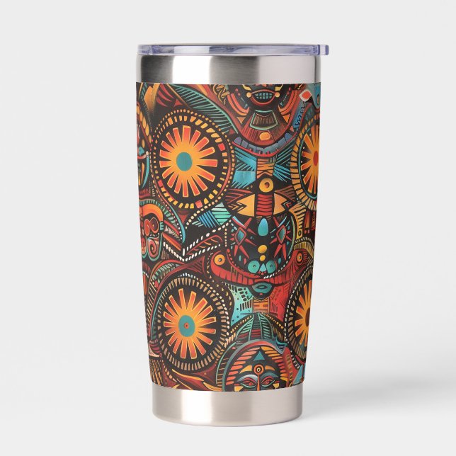 Elegant White "Timeless Ancestral Imprint" 591ml T Insulated Tumbler (Left)
