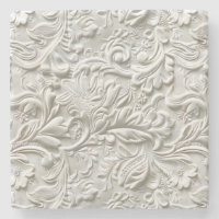 Elegant white tooled leather floral