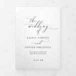 Elegant White Tri-fold Wedding Program Booklet<br><div class="desc">This elegant black and white photo wedding program is tri-fold and features 6 pages to fit all of your wedding ceremony info. The back middle panel has your photo for a personalized touch.</div>