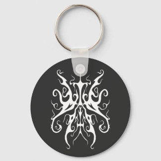 Elegant White Tribal Mask Abstract Design Keychain