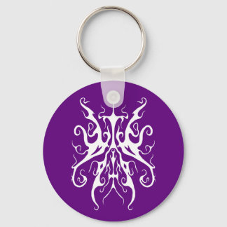 Elegant White Tribal Mask Abstract Design Keychain