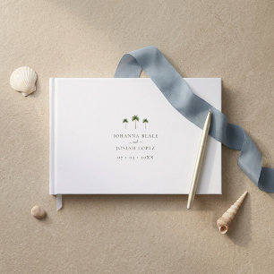 Elegant White Tropical Palm Tree Wedding Guest Book