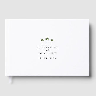Elegant White Tropical Palm Tree Wedding Guest Book