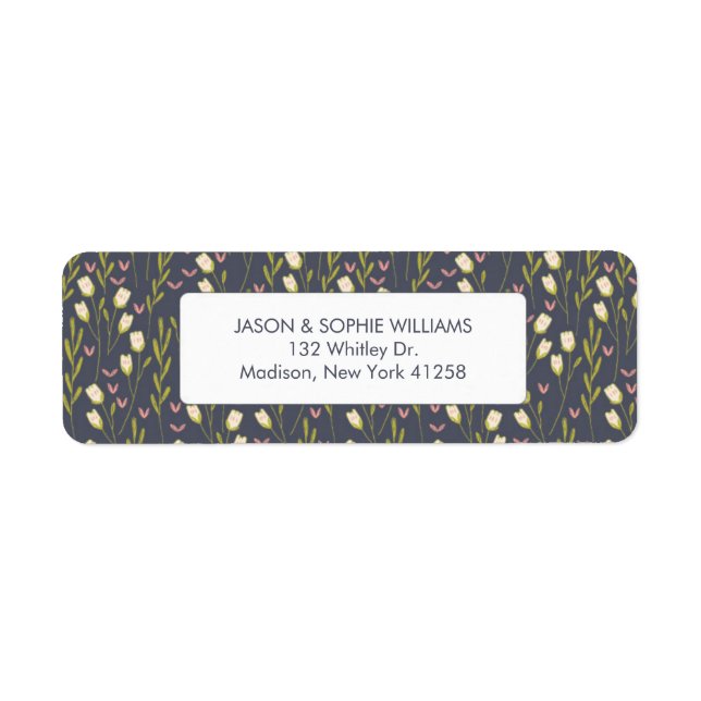 Elegant White Tulip Floral Label (Front)