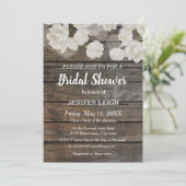 Elegant white tulip flower rustic bridal shower invitation (Standing Front)