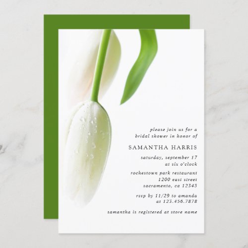 Elegant White Tulips Bridal Shower Invitation